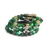 Bracciale con sfera verde CZ Braccialetti con perline in pietra di tigre verde naturale con taglio sfaccettato da 8 mm all'ingrosso per uomo donna con catena a corda amante