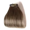 10A Grade Balayage Clip i hårförlängningar Mörk Borwn Fading till Ash Blonde Ombre Clip In Human Hair Extension 120g / 8pcs