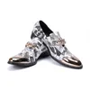 Scarpe da ufficio da uomo in vera pelle con stampa di modelli Moda Slip a punta con catena di grandi dimensioni su scarpe da festa formali