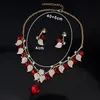 jiayijiaduo Bridal Wedding Jewelry Set / Crystal Necklace Earrings Classic Leaf Type for Women NE+EA Y200602 QN8M