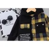 2020 Automne Enfants Baby Clothes Kids Boys Girls Plaid Patchwork Hoodies Pantalons Jacket Pantal