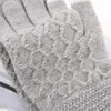 Mäns extra stora stickade handskar vinter varm sammet förtjockad finger pekskärm handskar1
