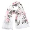 2020 Ny Big Rose Print Scarf Sjalar Kvinnor Långt Mjukt Blomblomma Mönster Fringe Wrap Scarves Hijab 4 Färg Gratis Frakt