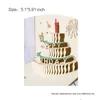 誕生日ケーキグリーティングカードお誕生日おめでとうクリエイティブ3Dステレオグリーティングカードゴージャスな手作りの紙彫刻WH0245