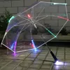 LED-Licht Transparent Unbrella für Umweltgeschenk glänzend leuchtende Regenschirme Party Aktivität Requisiten lange Griff Regenschirme 201112
