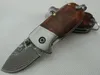 1Pcs New 3.46 Inch Damascus Pocket Folding Knife VG10 Damascus Steel Blade Shadow Wood + Steel Head Handle EDC Knives