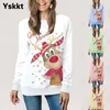 Sweatshirt Dames Kerst Rendier Print Lange Mouwen Tops Holiday Fashion Dames Losse Trui Shirt Oversized Sweatshirts 201202