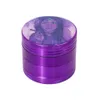 2022卸売アルミ合金紫色の喫煙ハーブグラインダー50 *ミックスロゴパターン金属タバコグラインダースモークパイプ