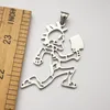 (Silver) Stor 2 tum Tall Hollow Out Hatchetman Män "Joker-kort" Rostfritt stål ICP CHARMS Pendant W / 30 "Bollkedjan halsband