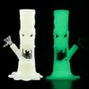 Silicone smoking water pipe bongs glow in the dark dab rig oil bubbler hookah tobacco pipes252k5003495