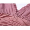 E Girl Fashion Coréen Été Rose ou Noir Manches longues Col en V Chemisier Patchwork Mini Kawaii Mignon Cottagecore Femme Robe Rob Y0118