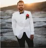 Handsome Black and White Groom Wedding Tuxedos Mens Suits Formal Wear One Button Trim Fit Prom Evening Dinner Suit Custom Made 2 Pieces Blazer Jacket +Pants