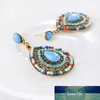 Nouveau Boho Vintage boucles d'oreilles pour femmes ethnique résine multicolore perle grande bohême boucles d'oreilles déclaration bijoux cadeau
