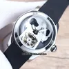Hot Bubble Watches 46 mm automatisch mechanisch herenhorloge roségouden schedel Tourbillon Montre De Luxe sportbruine rubberen band