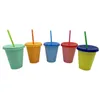 16oz Color Changing Cup Mugs Magic Plastic Drinking Tumblers with Lid and Straw Reusable Candy Cold Cup Summer Beer