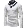 Suéteres tejidos con diamantes para hombre, ropa de tendencia a la moda, jersey de cuello alto de manga larga, suéter informal de otoño para hombre, Tops ajustados