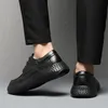 Moda Preto Crocodilo Sapatos de Couro Homens Casuais Baixo-corte Negócios Negócios Sapatos Homens Mocassins Diário Escritório Sapatilhas Zapatos Hombre