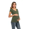 2020 النساء الملابس الأمومة قصيرة الأكمام الرضاعة الطبيعية تي شيرت عارضة الملابس الأمومة للنساء الحوامل اللباس الأمومة LJ201120