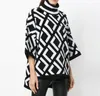 20ss Women sweater turtleneck cashmere sweater pull de luxe Print Round neck pullover black jumper chunky knit tight sweater