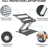 노트북 스탠드, 슬라이드 방지 실리콘 및 보호 후크가있는 조정 가능한 라이저, MacBook Air Pro와 호환되는 인체 공학적 알루미늄 노트북 홀더 (블랙)