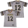 QQ88 12 Tom Brady Jerseys Junipero Serra Padres High School Football Jersey Stitched Blue White Size S-XXXL