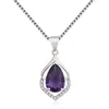 Crystal purple water drop Necklace Diamond pendant women necklaces silver chain fashion jewelry will and sandy gift