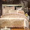 Stain Silk Jacquard Cotton Lace Duvet cover Bedding set Luxury King Queen size Bedsheet set Pillow shams parure de lit adulte 201120