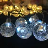 Guirlande lumineuse LED à énergie solaire 30 ampoules Boule de cristal étanche Chaîne de Noël Camping Éclairage extérieur Jardin Fête de vacances 8 modes 6,5 m