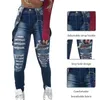 Рваные джинсы для женских джинсовых брюк с высокой талией скинни джинсы порванные Jeggings Большой размер мамы джинсы