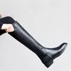 Aafashion senaste lyxiga kvinnors designer stövlar 100% läder högklackat vår och höst över knä stövlar vinter damskor