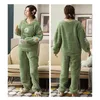 MELIFLE Winter Warm Green Silk Pajama Sets for Women 100% Velvet Atoff Home Flannel Sleepwear Fashion Satin Soft Plush Nightwear 201217