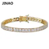 JINAO 1 Row 6mm Hip Hop Bracelet Gold Plated Micro Pave AAA Cubic Zirconia Iced Out Bling Box Chain Men's Gift 220222