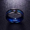 Luxus- 2020 Neue Ankunft Außenhandel Carbon Faser Blau Zirkon Männer Ringe 100% Wolframkarbid Anillos Para Hombres Black Dragon Y1891205