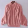 겨울 새로운 패션 두꺼운 따뜻한 Turtleneck 모헤어 여성 스웨터 랜턴 소매 캐주얼 솔리드 컬러 슬림 간단한 풀 오버 201006