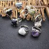BearTrt Natural Stones Anneaux à doigts Opal Purple Crystal Bague Géométrie Rose Quartz Bague pour femme bijoux