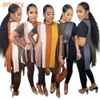 Mode Kvinnors Tassel Två Piece Byxor Ställ Sexig Fast Färg Splicing Kläder Casual Stripe Printing Outfits