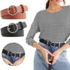 Mode dames ceinture luxe cuir nouveau rétro simple boucle ronde jeans décoration durable réglable ceinture boucle pantalon G220301