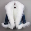 abrigo de invierno chaqueta de mezclilla cuello de piel de cordero corto femenino más forro grueso de terciopelo 201027