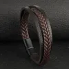 S2729 Europe Fashion Jewelry Retro Men's Leather Rope Woven Bracelet Magnetic Buckle Leather Bracelet