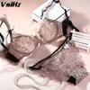 Sexy transparent lace bra set Women s underwear Brief for women bra set 3 4 cup detachable shoulder strap single large bra suit Y200708