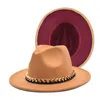 Cappelli a tesa larga MIACAWOR Classico Cappello Fedora Rosso Lana Feltro Jazz Uomo Retro Elegante Donna Trilby F1151