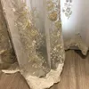 European high-end luxury window screen embossed rope embroidery flower tulle curtain for living room bedroom beige sheer panel#4 LJ201224