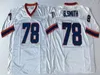 Erkekler Retro Amerikan Futbol Formaları Jim 12 Kelly Thurman 34 Thomas 78 Bruce Smith 83 Andre Reed Sticthed Blue White