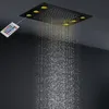 Bathroom Black Shower Set Ceilling LED Rainfall ShowerHead Panel Thermostatic Diverter Mixer Faucets With Massage Body Jets