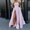 جديد وصول مساء حفلة موسيقية فساتين vestido دي فيستا ثوب رداء دي سواريه الوردي ساتان مثير حمالة طويلة ثوب اللباس الرسمي LJ200822