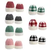 8 couleurs Parent-enfant Beanie hiver chaud adultes enfants casquettes tricotées sports de plein air bonnets Plaid laine chapeaux chapeaux de fête de fête