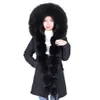 Maomaokong Plus Size Winter Coat Women's Coat Real Big Raccoon Fur Collar Thick Ladies down and Parka Army Green Winter Warm Jac 201127