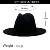 Nowy styl zimowy wełna dwa tony Fedoras Classic Men Kobiety Panama Jazz Hats 7 cm szerokość Brim Big Black Outdoor Casual Caps1272383