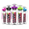 1L Portable Tritan Drinkware Fruit Infuser Juice Shaker travel Sport water detox Bottle 201221