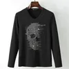 Ny Hot Fix Rhinestone Skull Rolig T Shirts Märke Mäns Casual Crystal Stone Printed T Shirt Men Kläder Fancy Sommar Toppar 201203